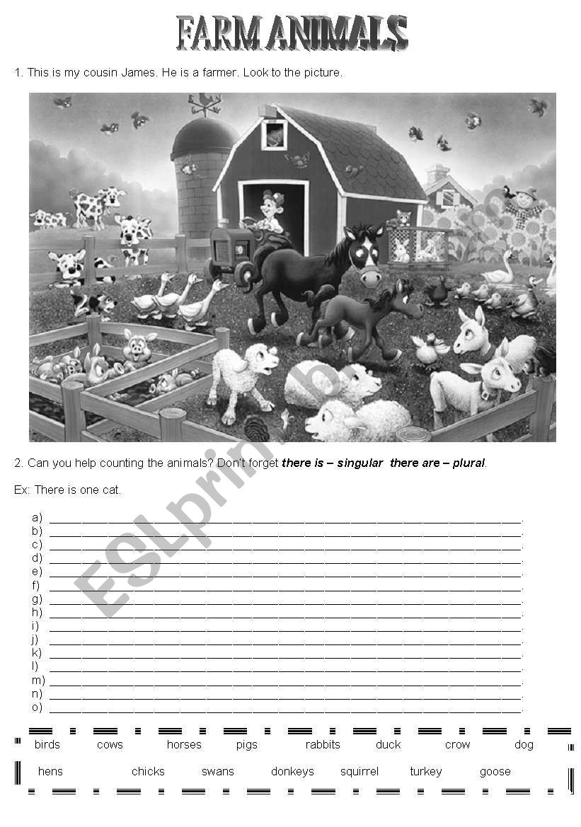 Farm animals worksheet