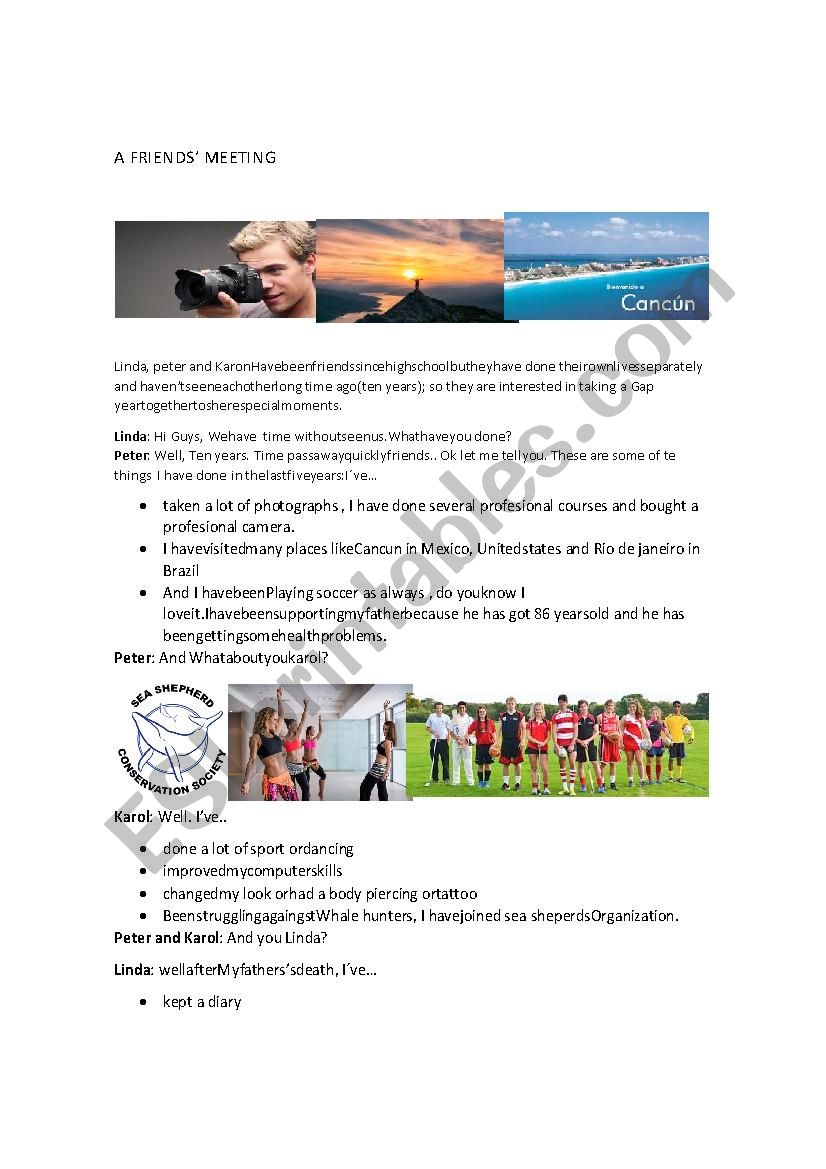 A FRIENDSÂ´ MEETING worksheet
