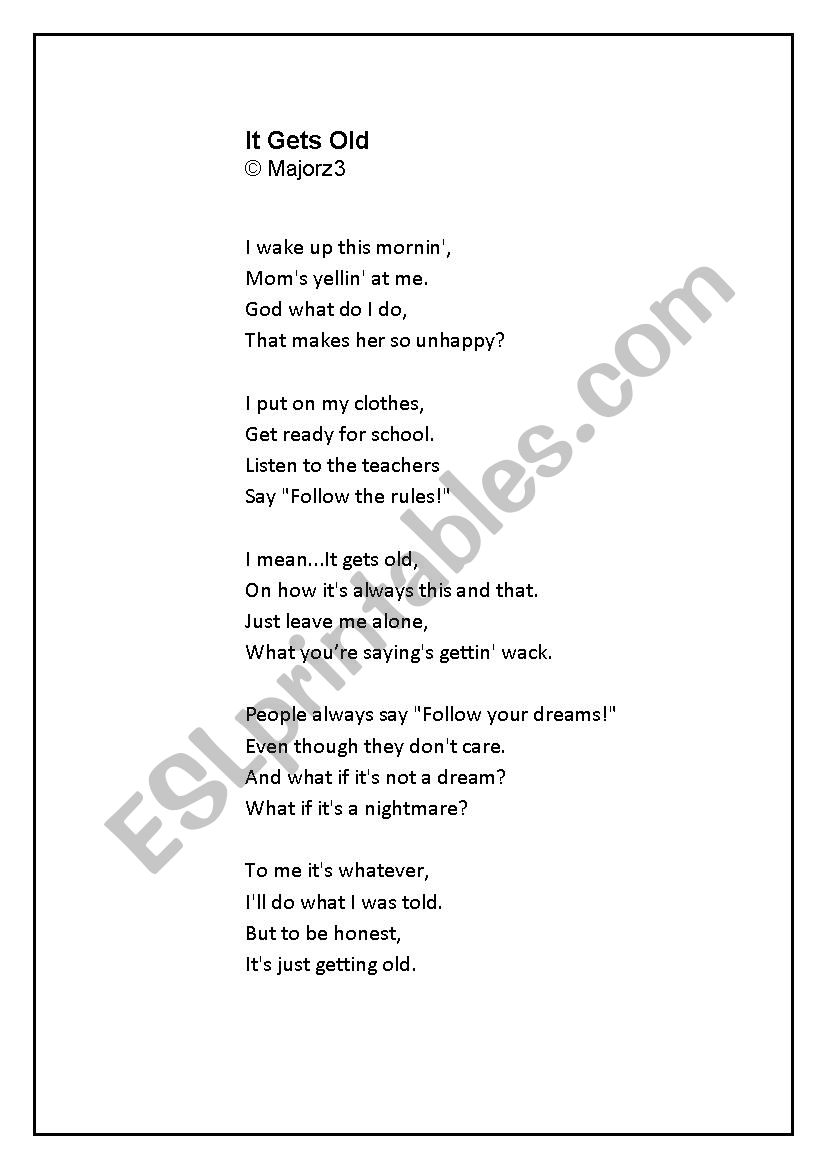 Poem on rules worksheet