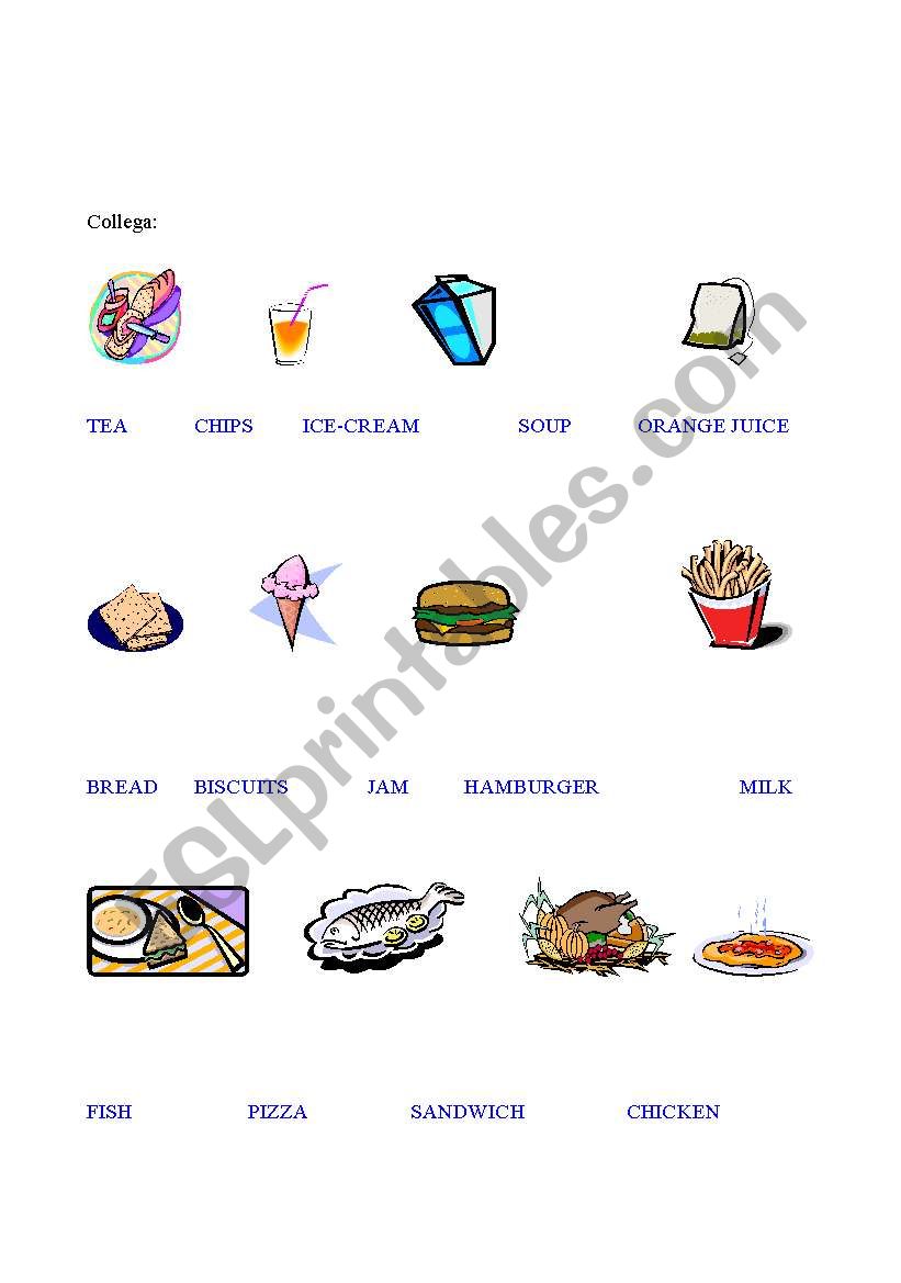 food worksheet