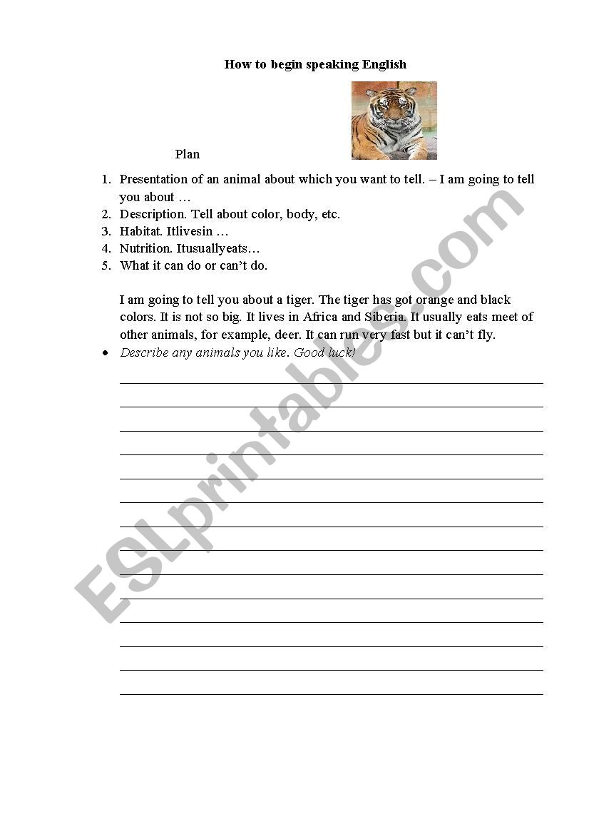 speaking English worksheet