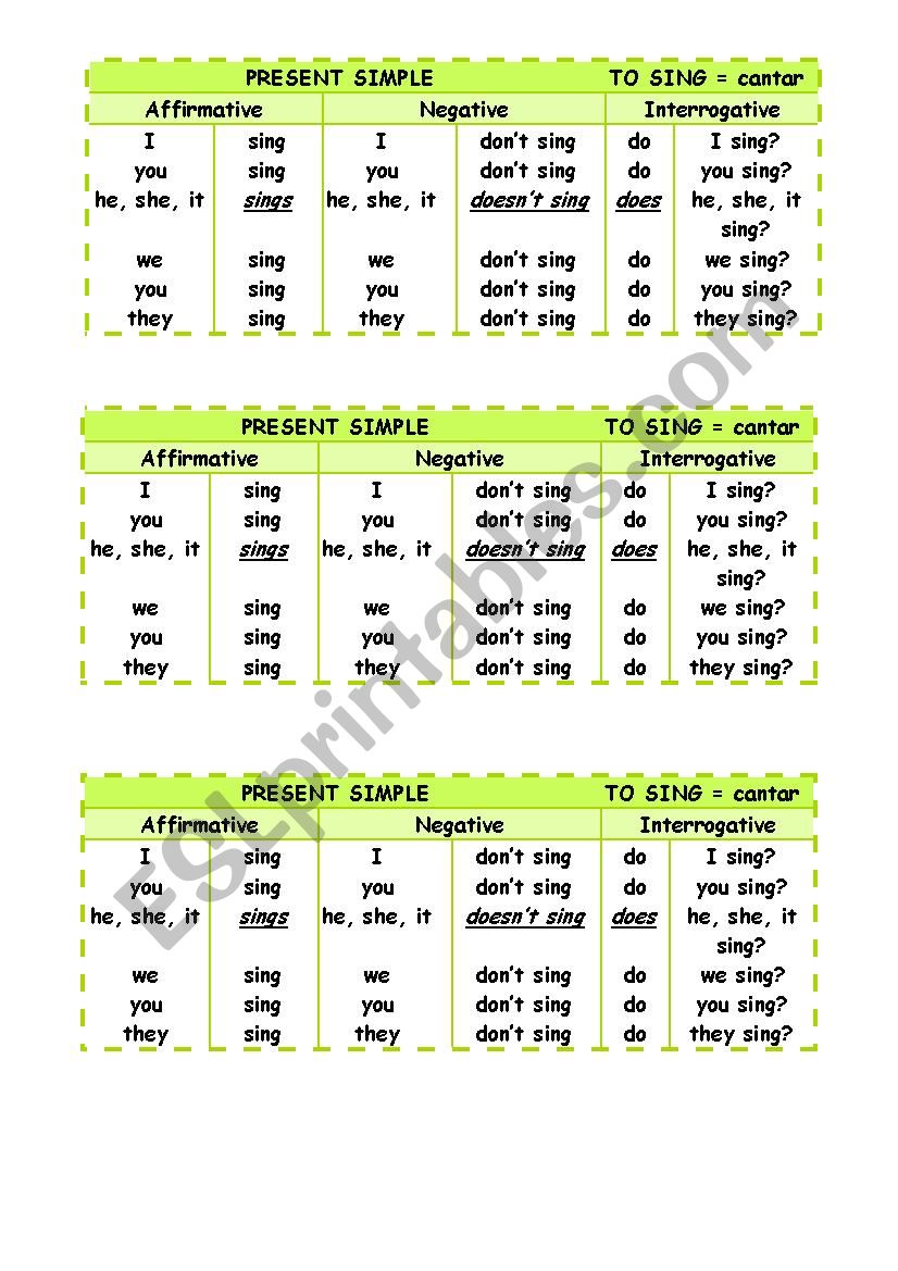 Present simple worksheet