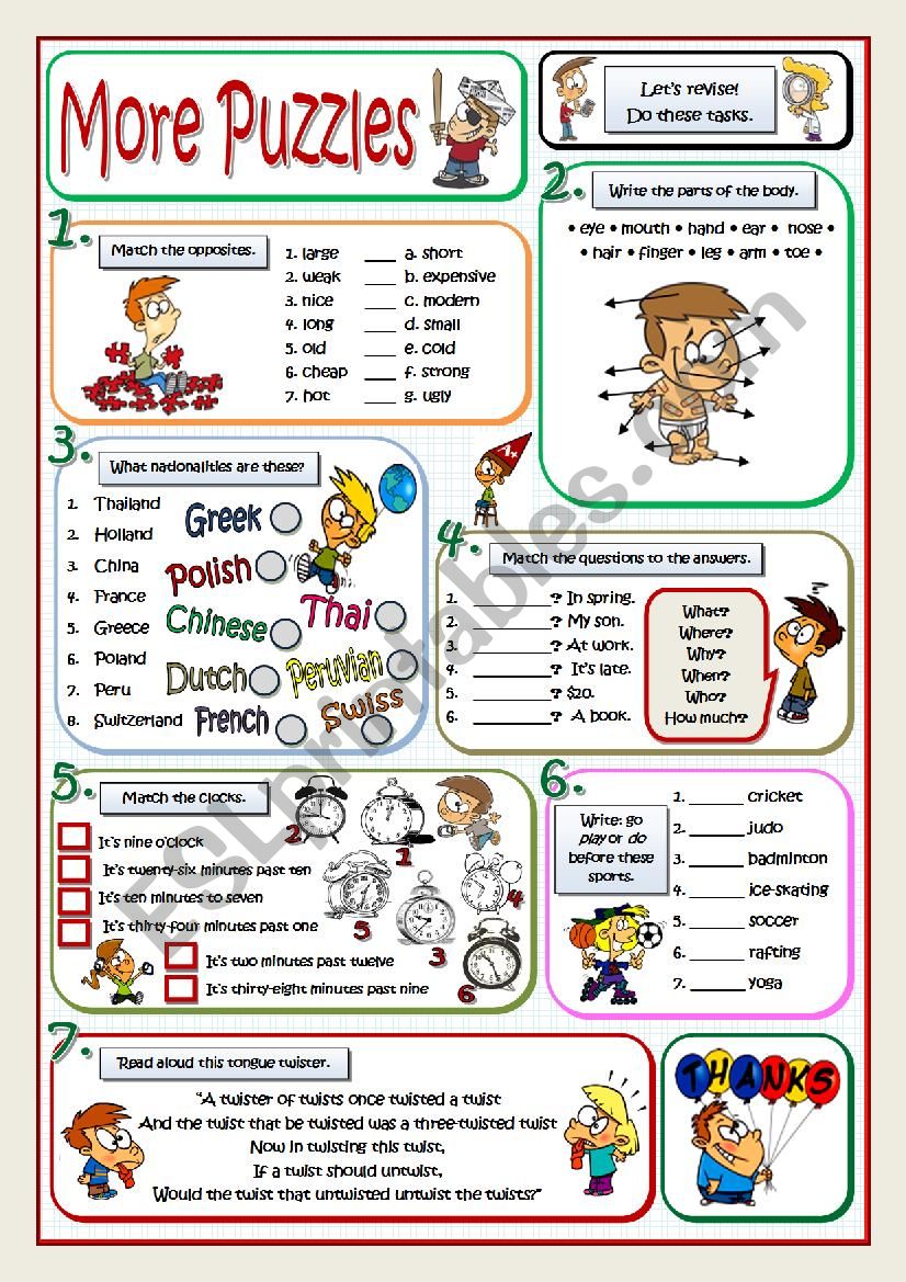 MORE PUZZLES worksheet