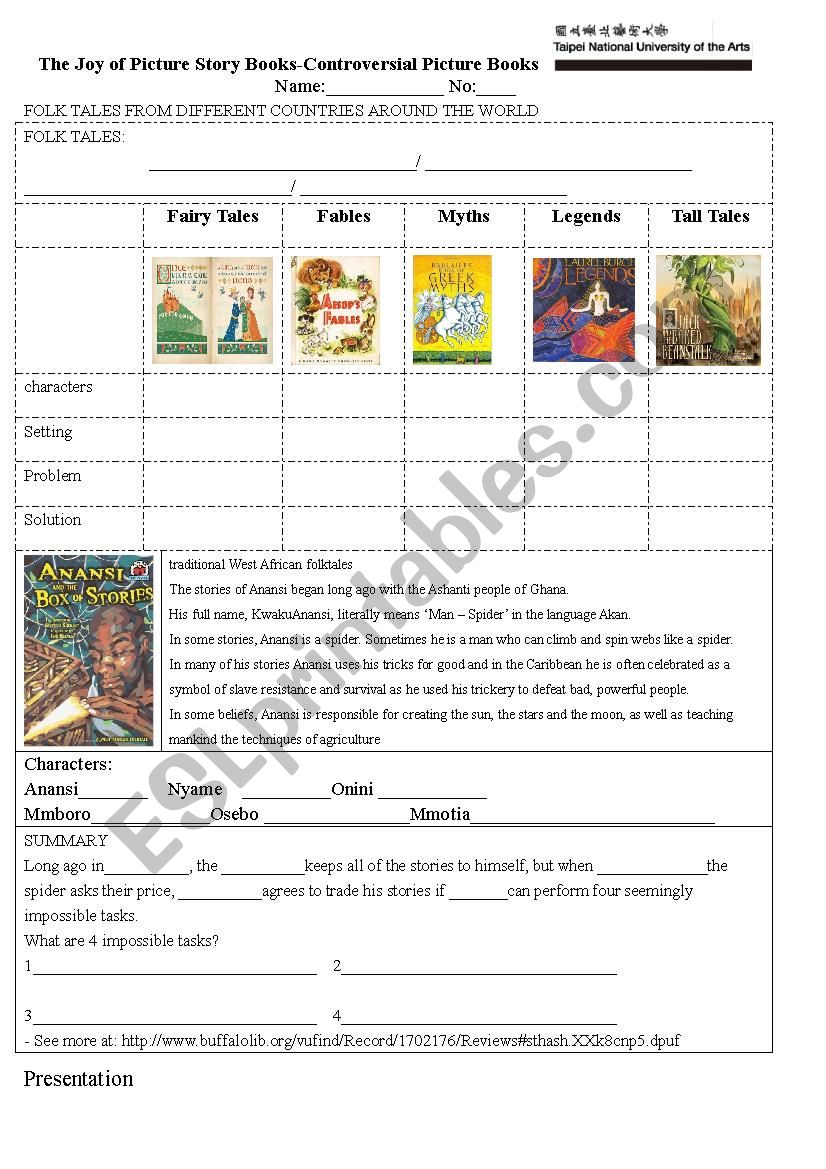 folktale worksheet