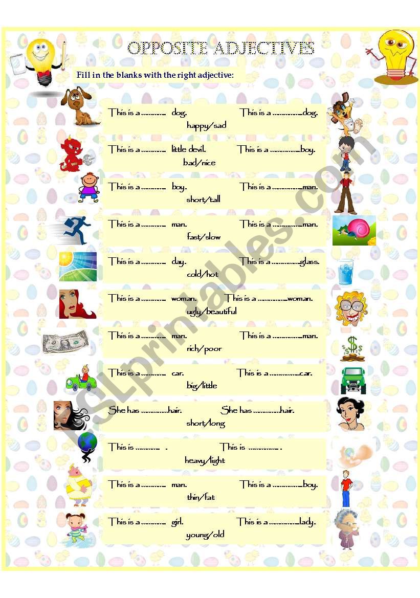 OPPOSITE ADJECTIVES worksheet