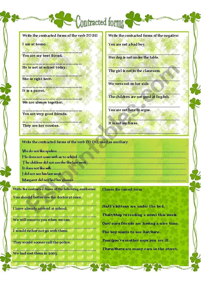 CONTRACTED  FORMS worksheet