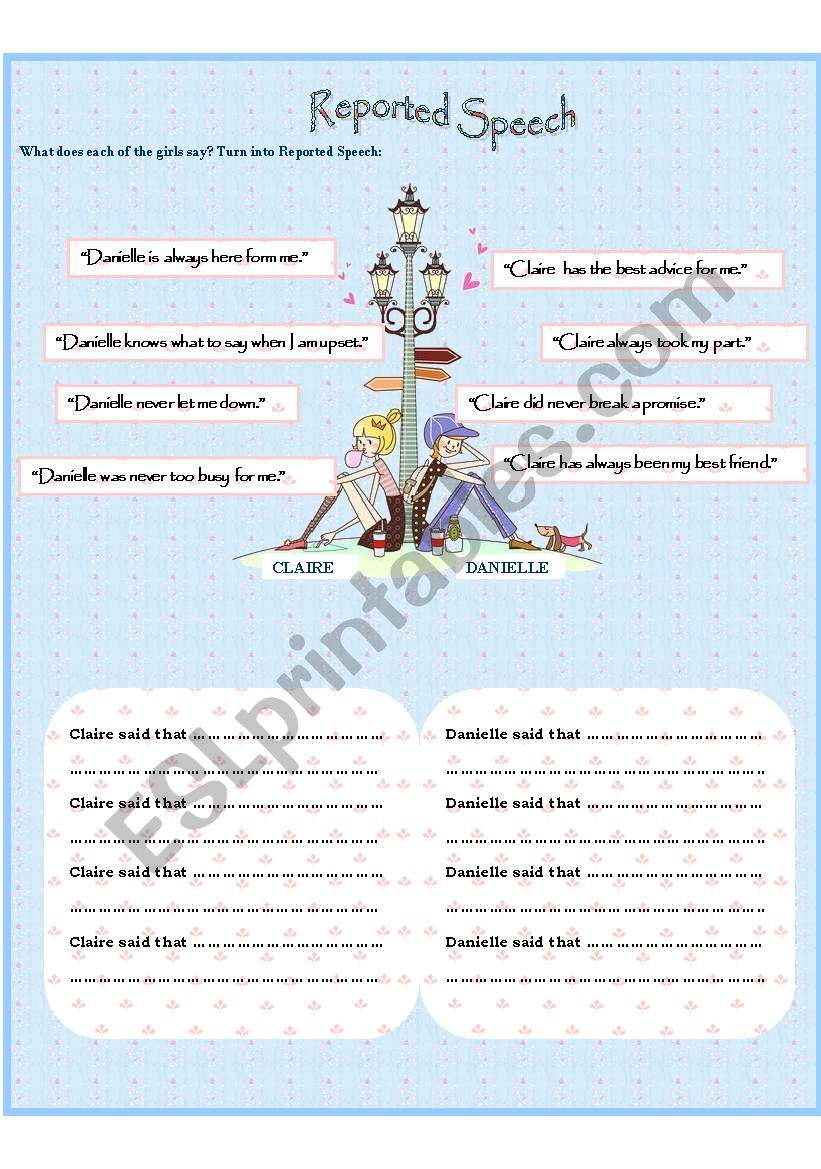 REPORTED SPEECH worksheet