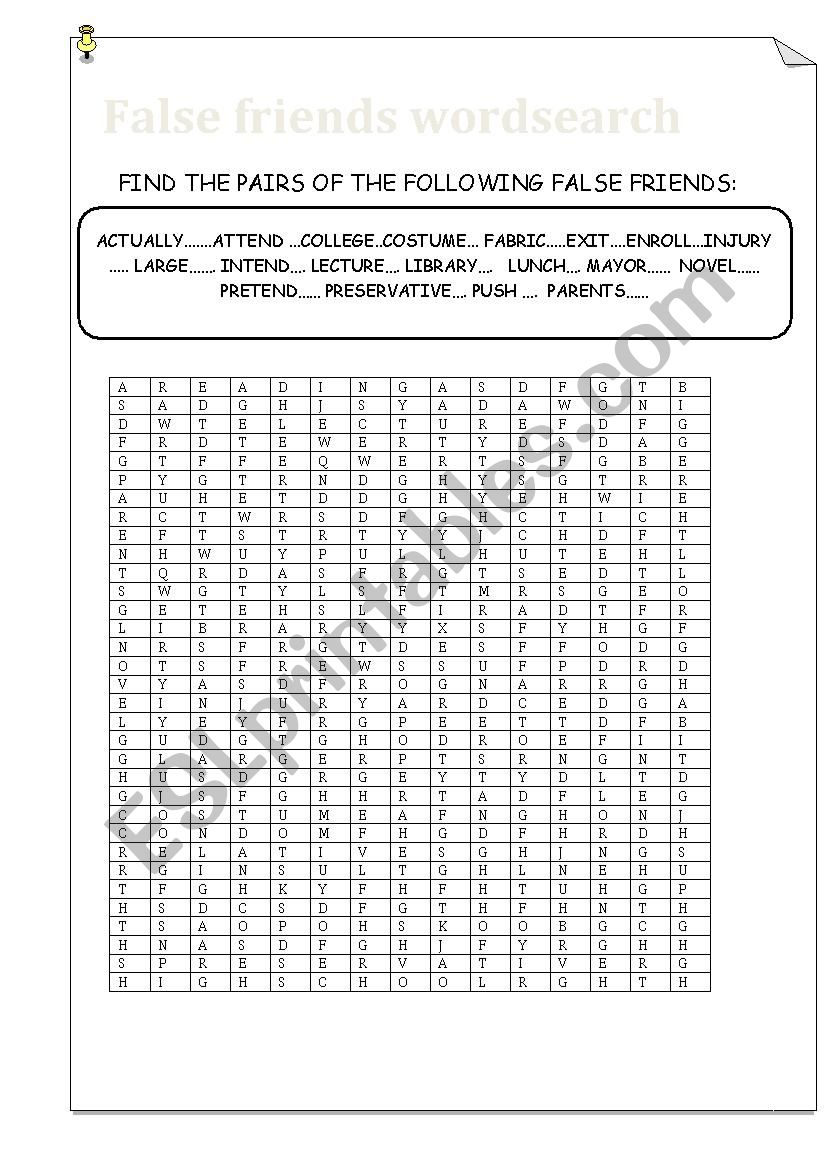 FALSE FRIENDS worksheet