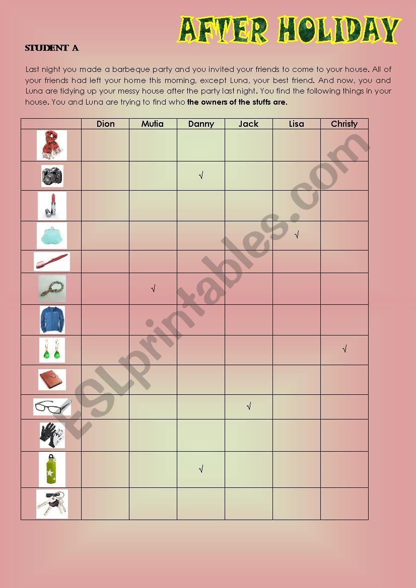 FINDING THE OWNER worksheet