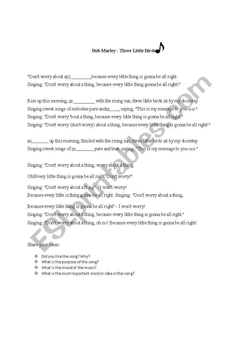 Analysis song worksheet