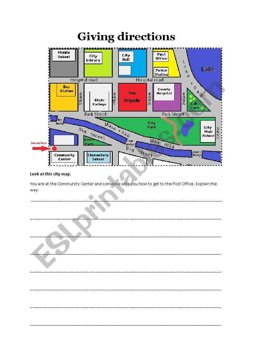 Giving directions worksheet