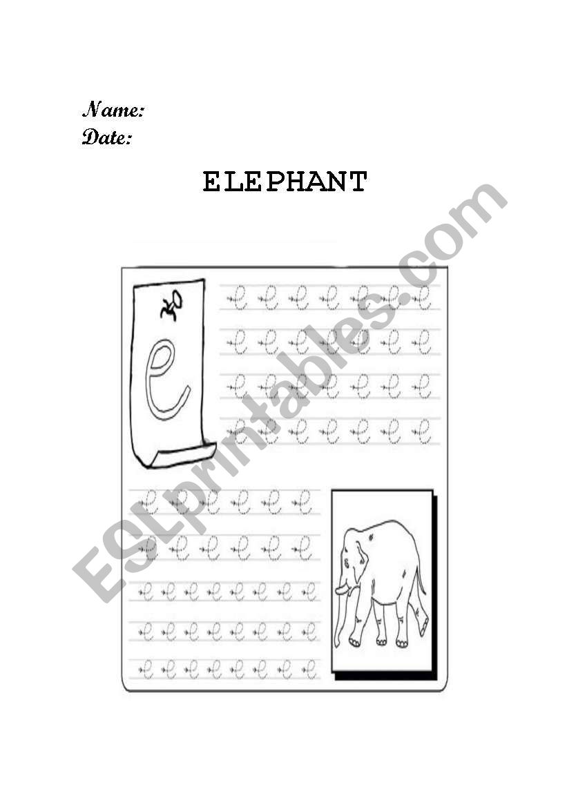 Elephant prewriting worksheet