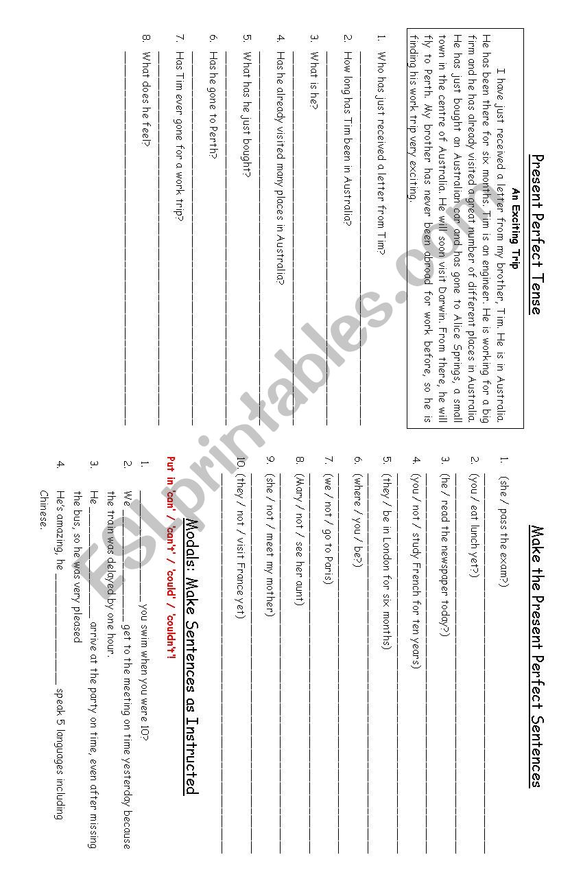 Present Perfect Tense & Modals