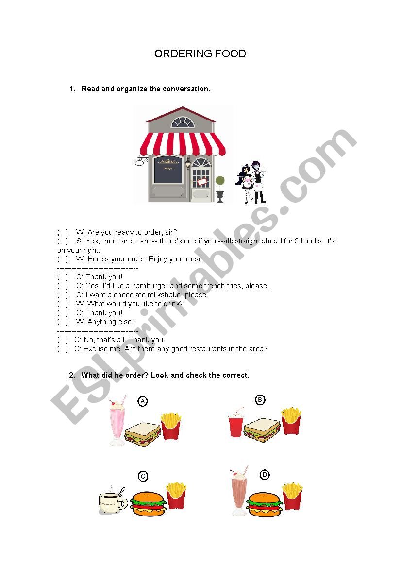 ORDERING FOOD worksheet