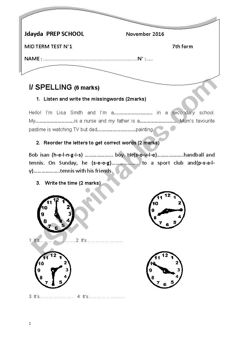 7 mid term test 1 worksheet