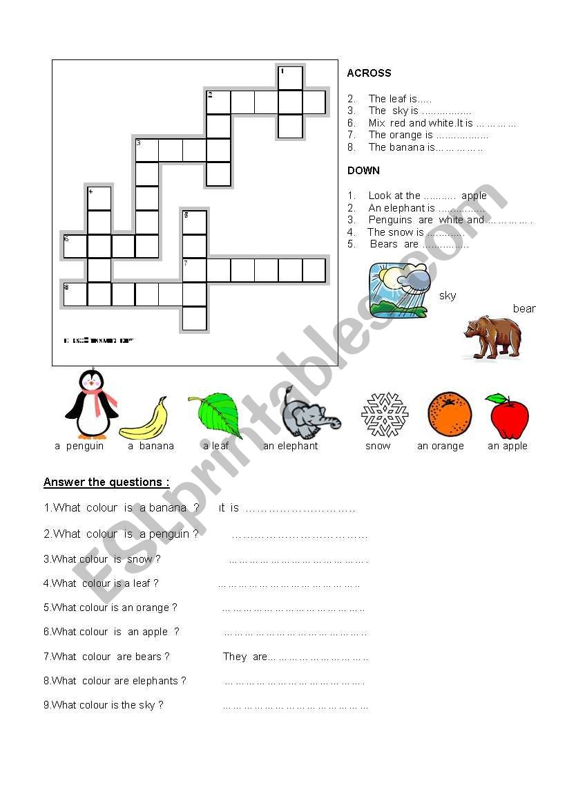 colours worksheet