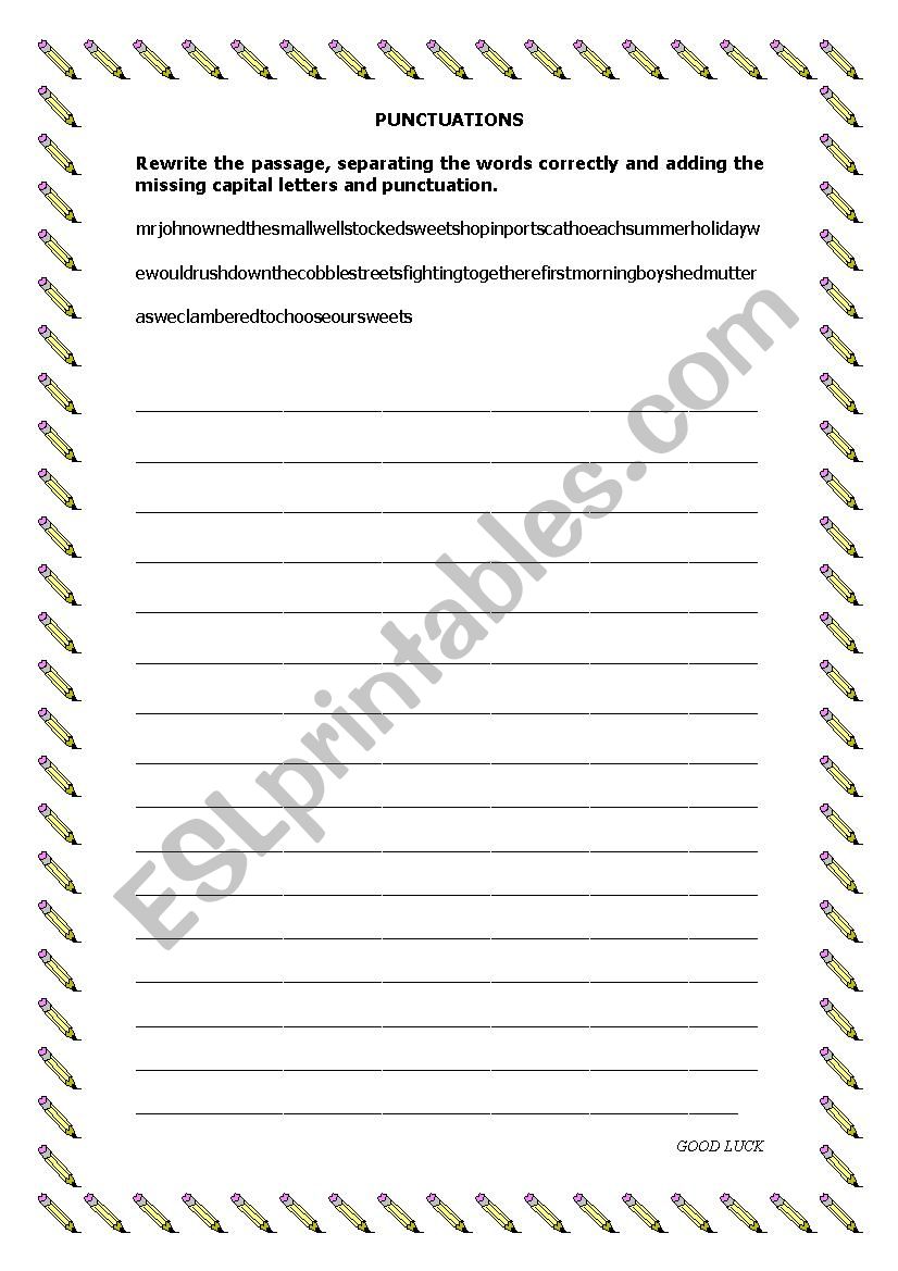 PUNCTUATION  worksheet