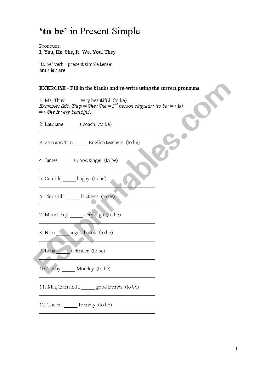 Present Simple Exercise worksheet