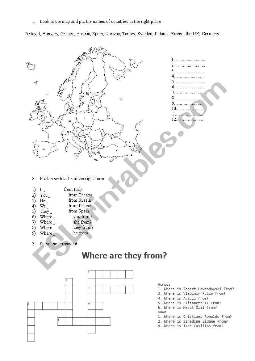COUNTRIES worksheet