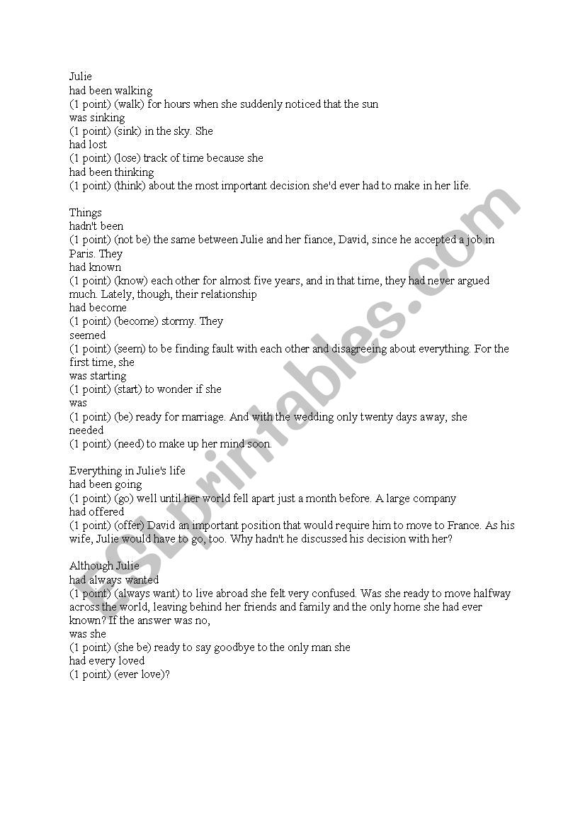 all past tenses with the key worksheet