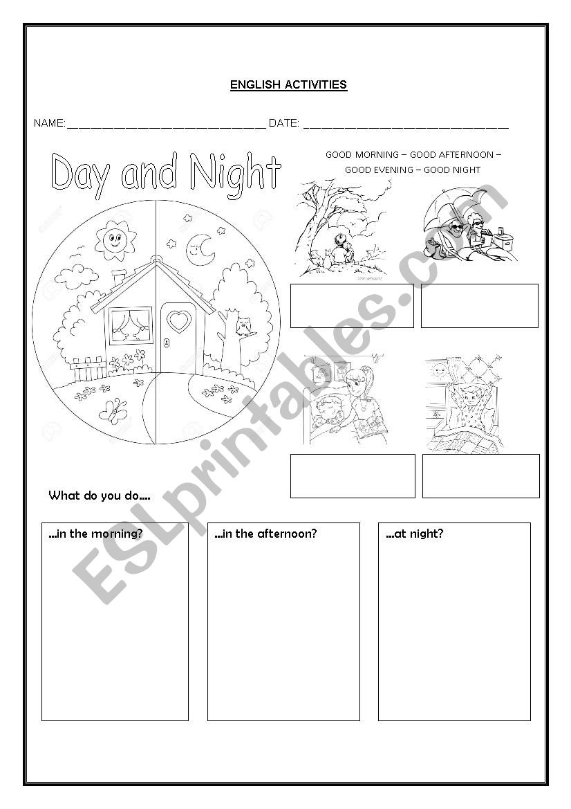 Day & Night worksheet