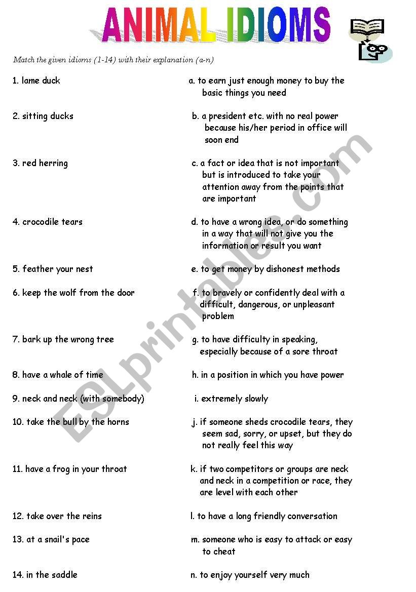 Idioms worksheet