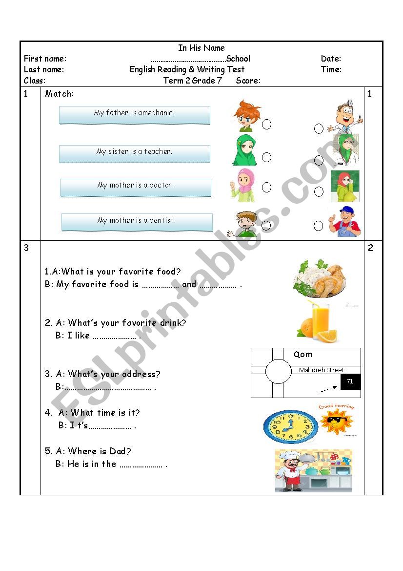 Quiz worksheet