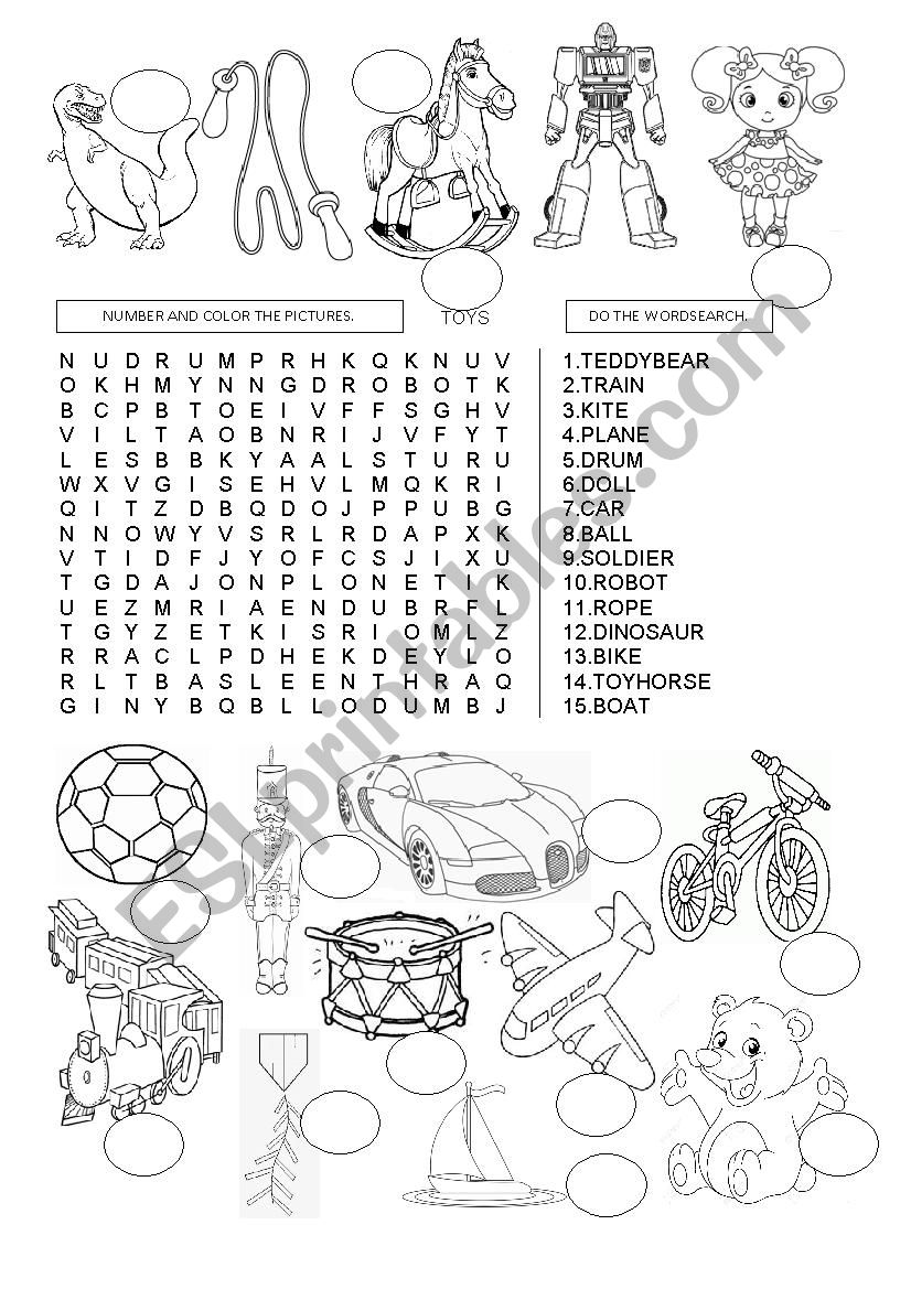 WORDSEARCH - TOYS worksheet