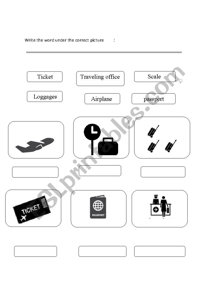 travelling  worksheet