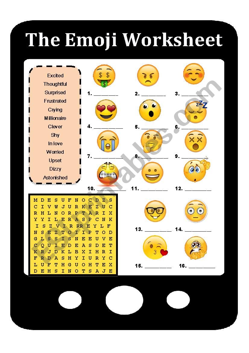 Emojis Worksheet (Adjectives) worksheet