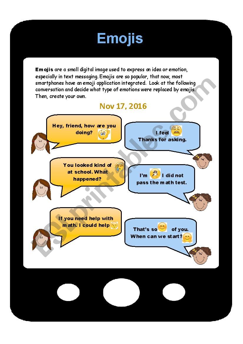 Emojis Emotions (Adjectives) worksheet