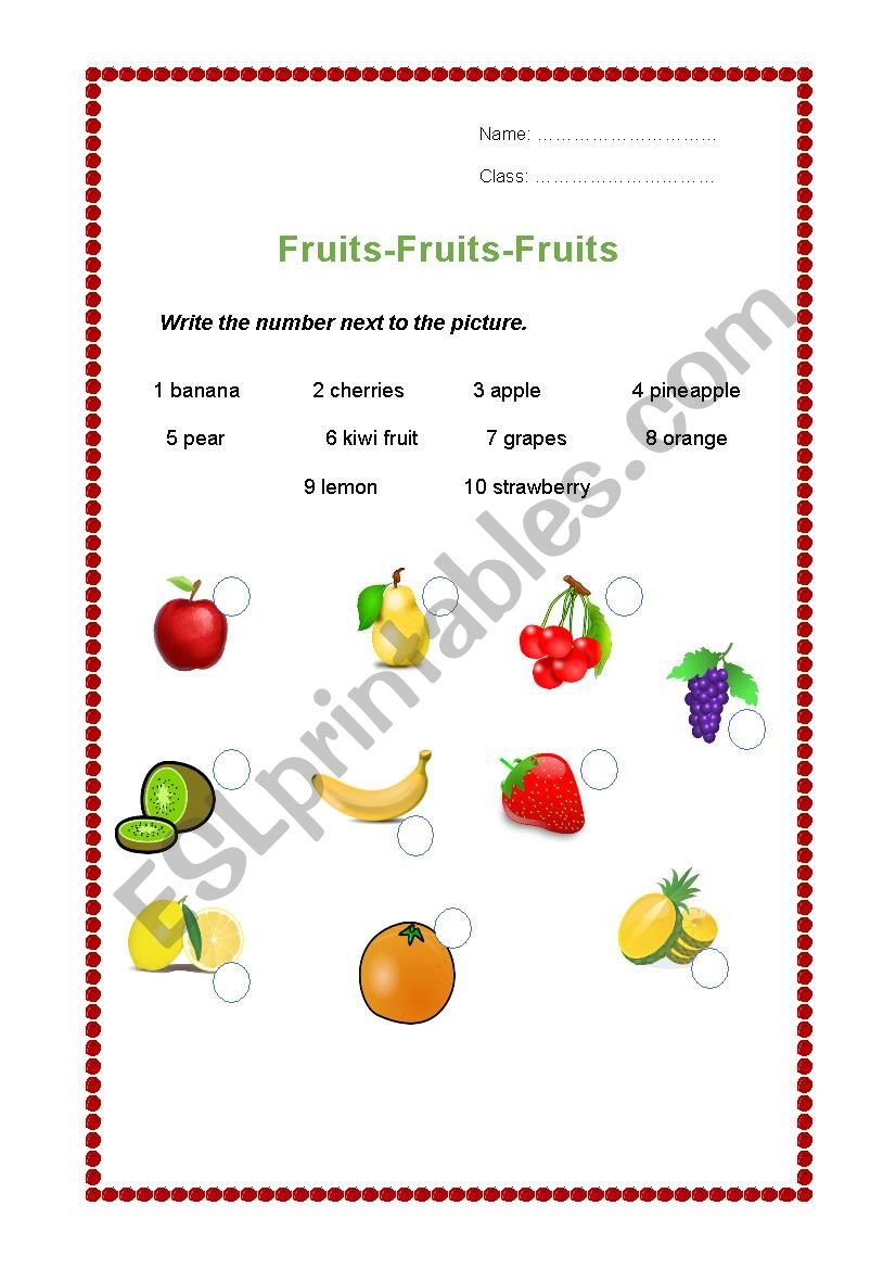 Fruits - Picture-Dictionary worksheet