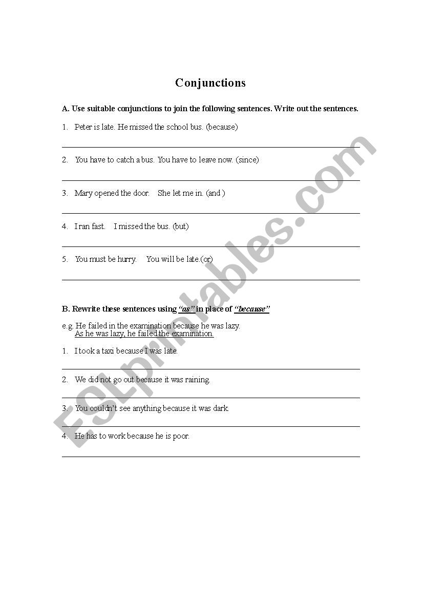 Conjunctions worksheet