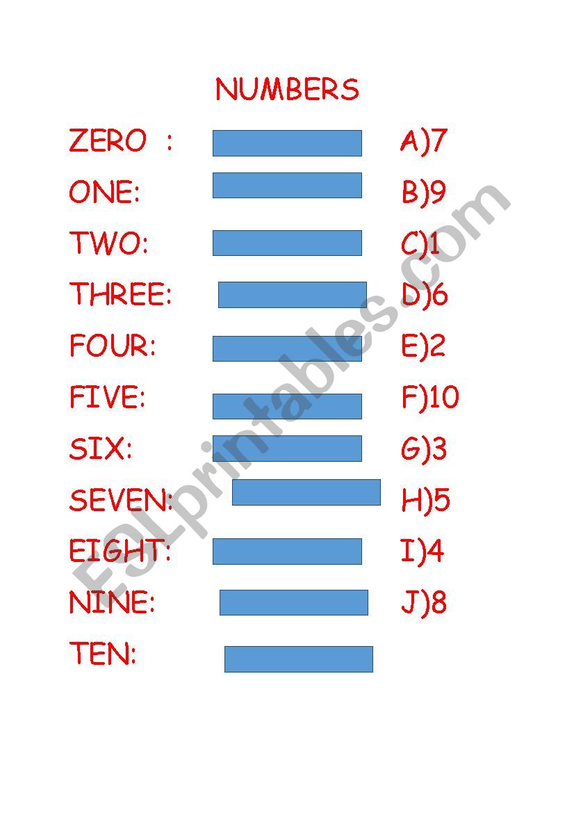 NUMBERS worksheet