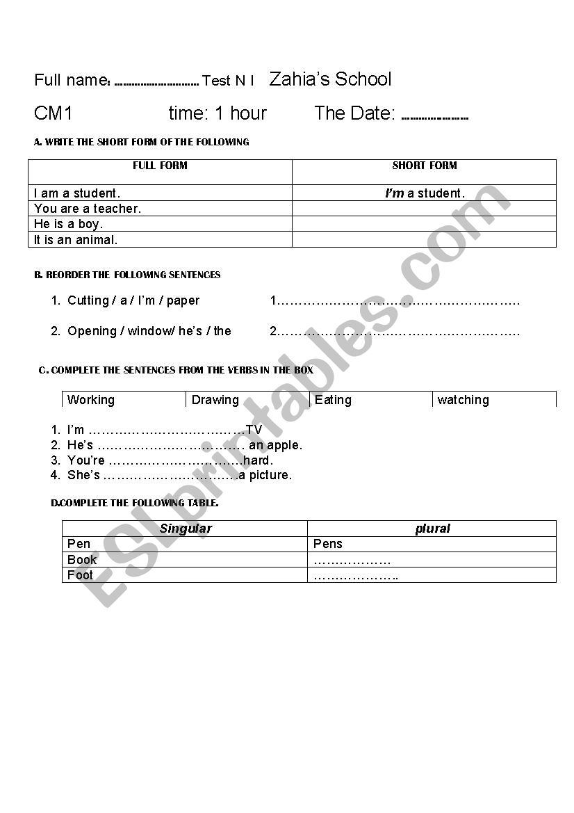 Test worksheet