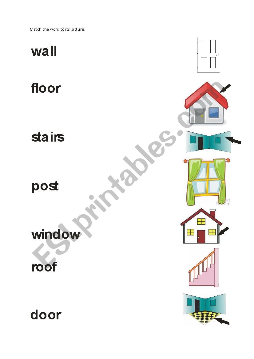 Parts of the House worksheet