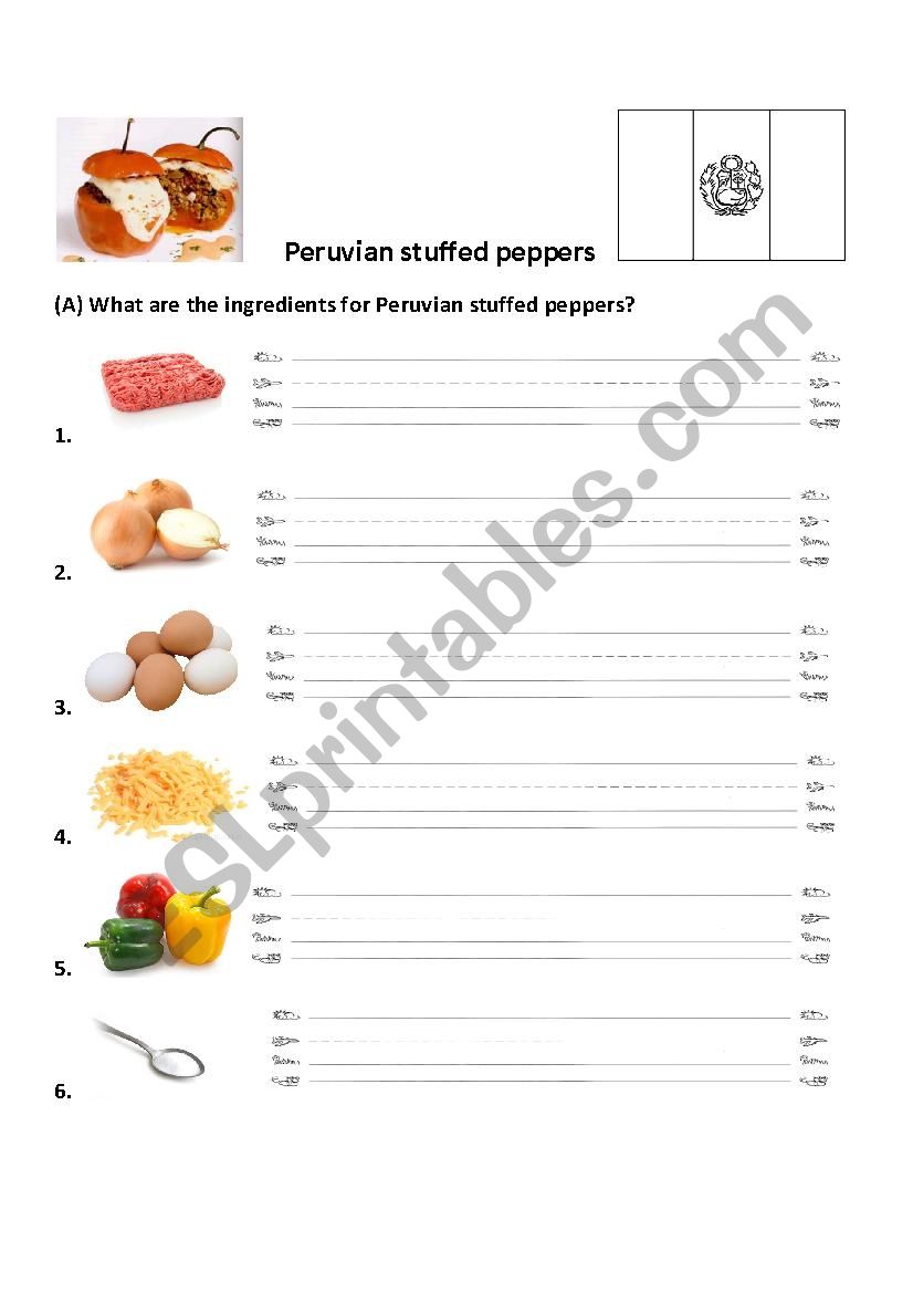 Peruvian stuffed peppers    worksheet