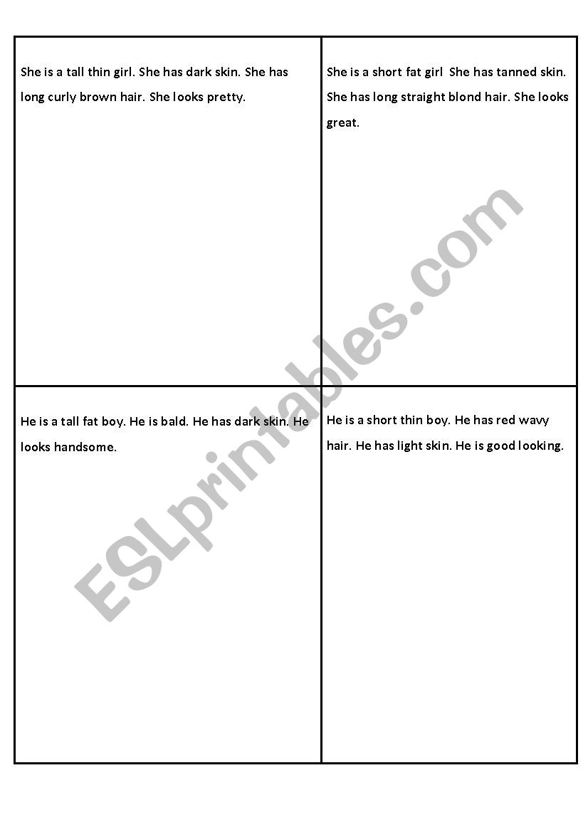 appearance and describing test