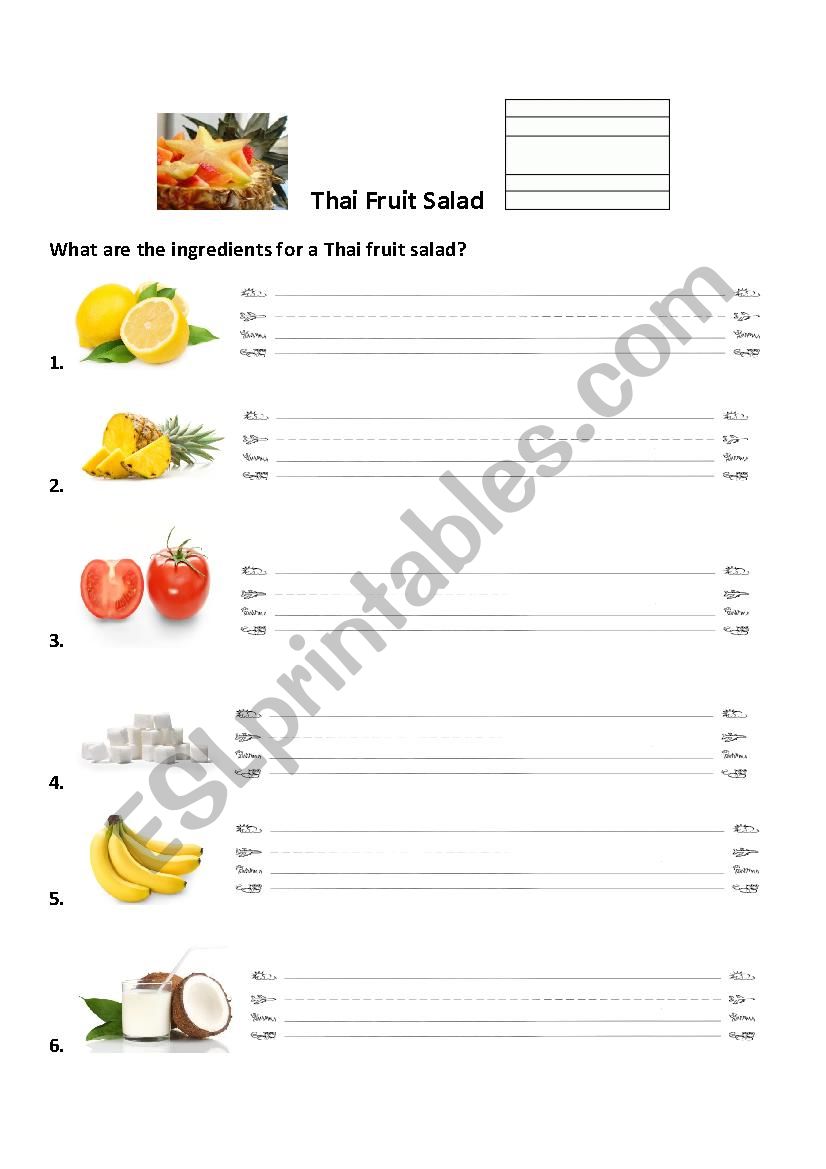 Thai Fruit Salad    worksheet