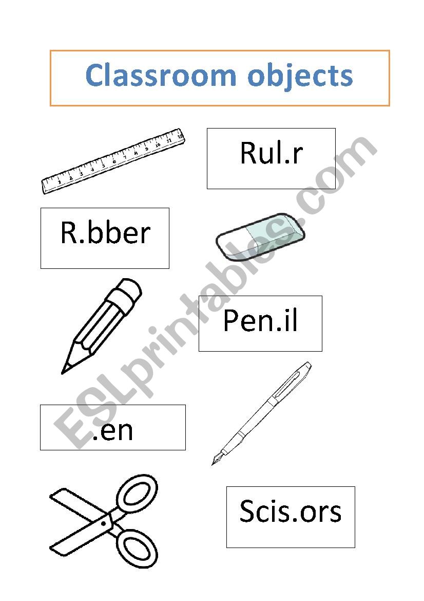 Classroom objects worksheet
