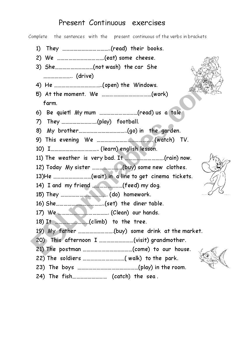 present continuous  tense  exercises