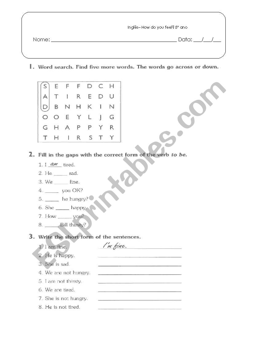 Greeting and the verbs to be worksheet