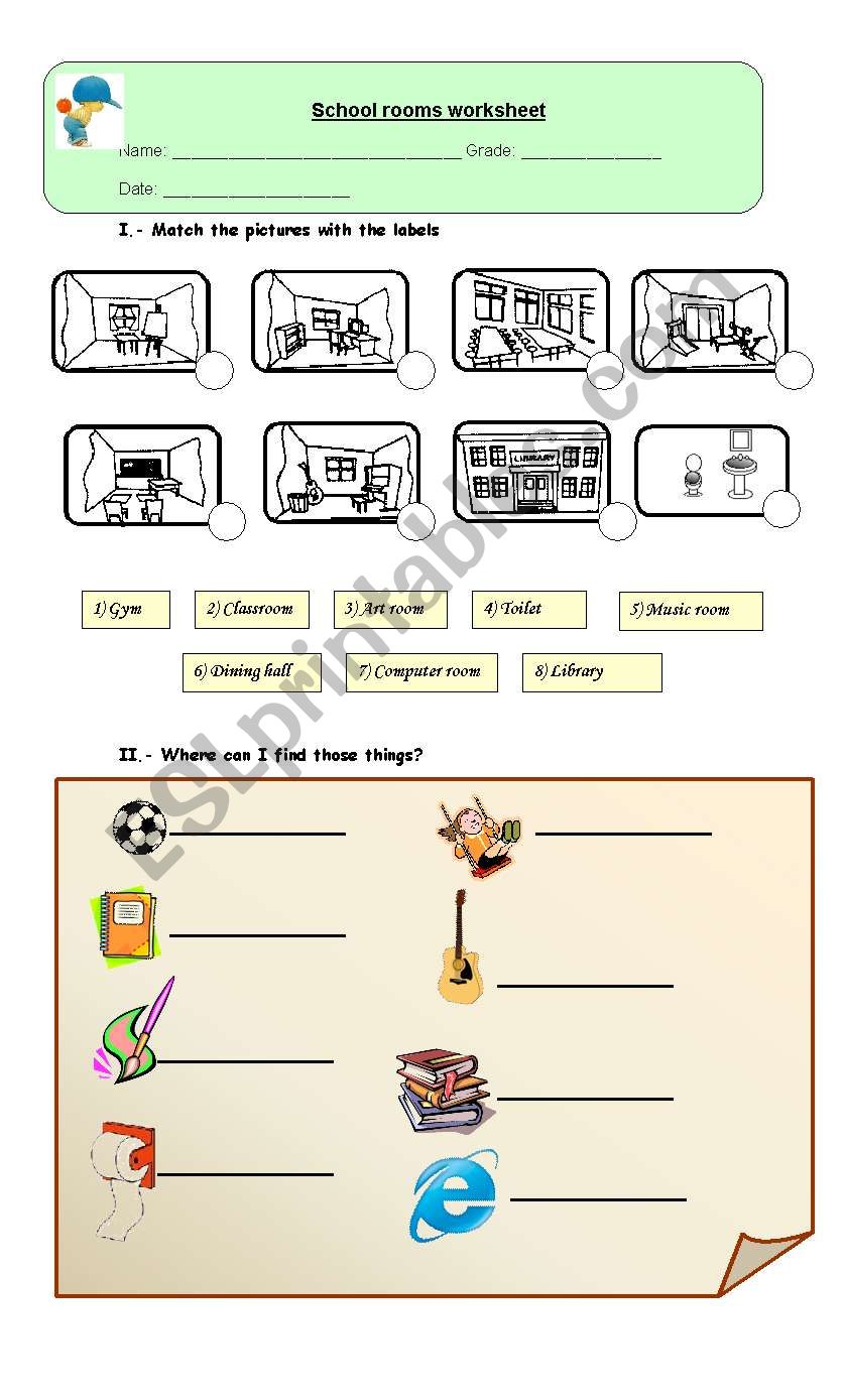 School rooms worksheet worksheet