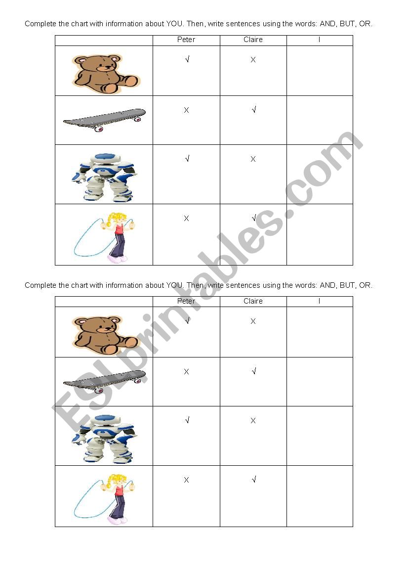 Using conjunctions worksheet