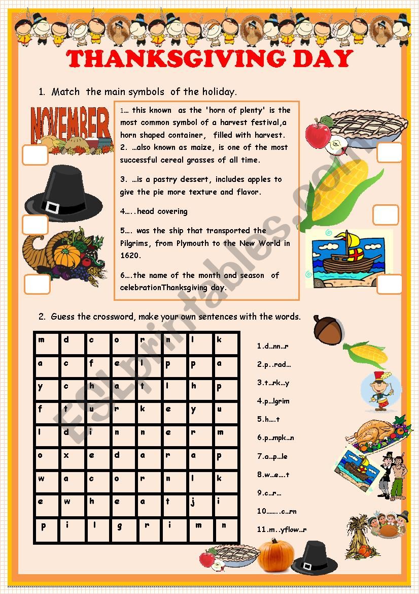 THANKSGIVING DAY worksheet