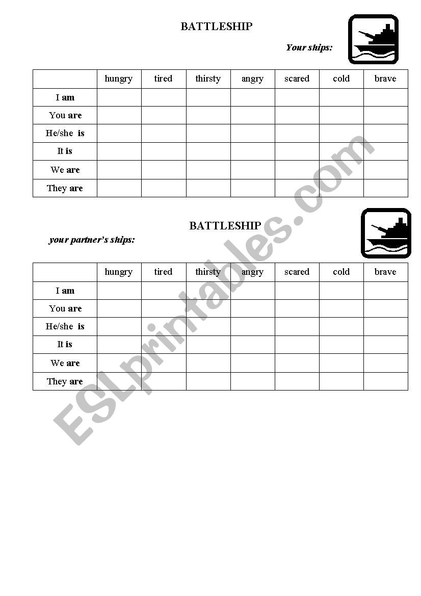 feelings battleship worksheet