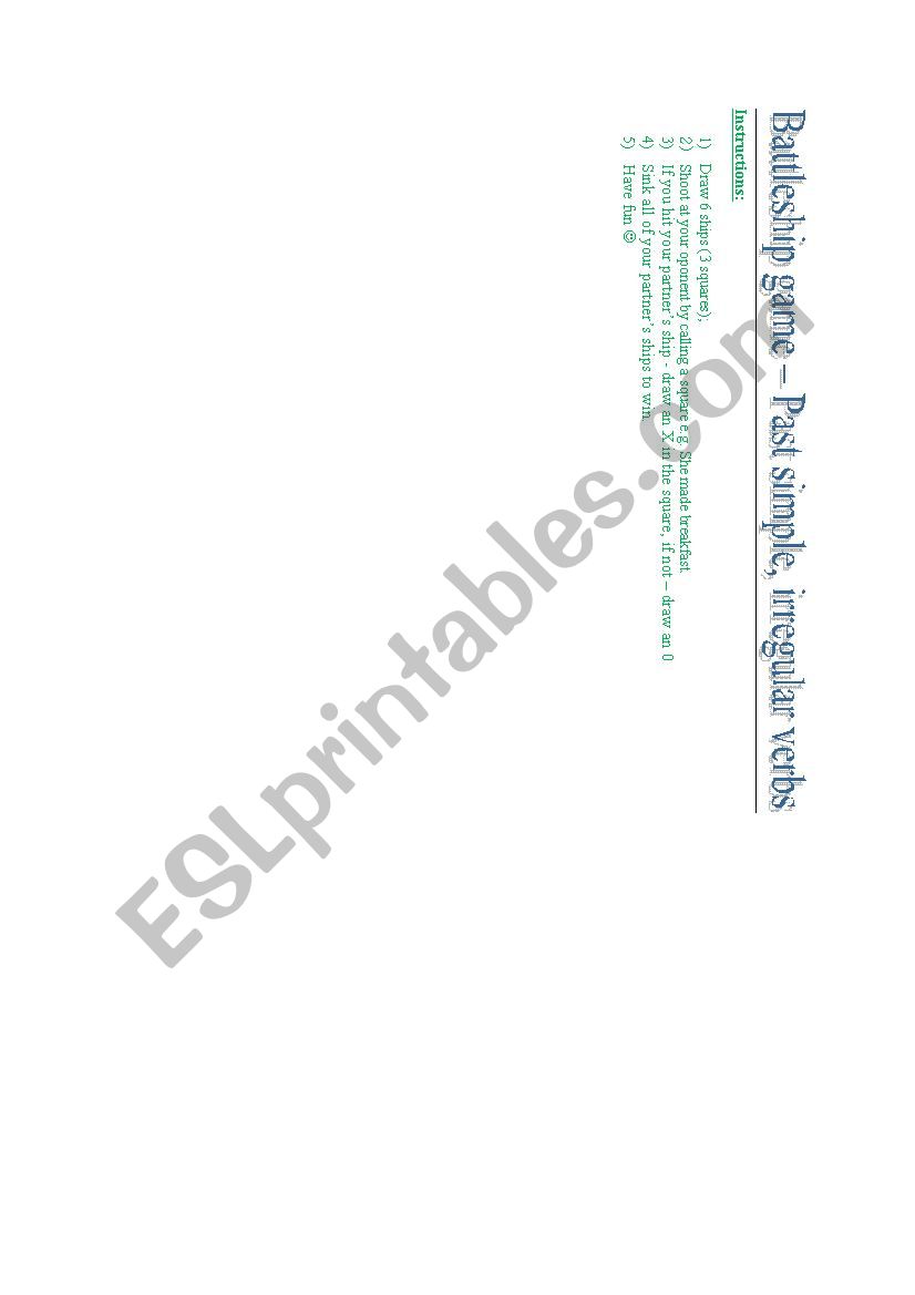 Battleships - past simple, irregular verbs