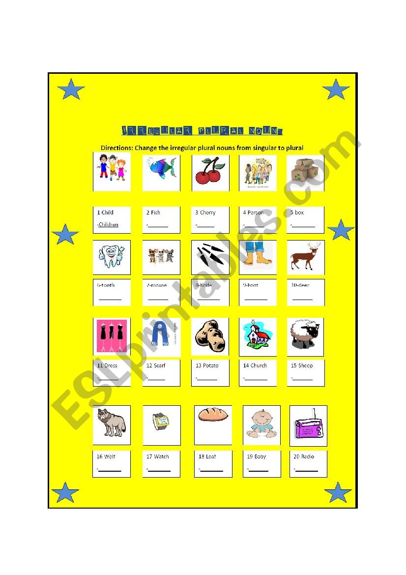 Irregular Plural Nouns worksheet