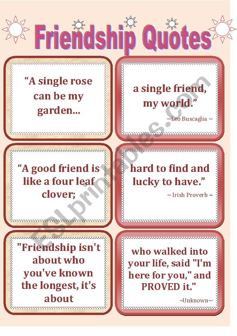 Quotes-2  FRIENDSHIP QUOTES worksheet