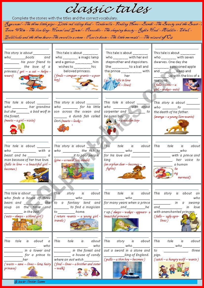 classic tales 1 worksheet